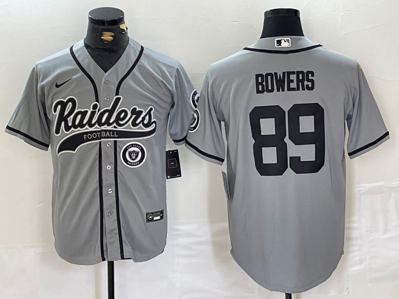 Men Oakland Raiders 89 Bowers Grey Joint Name 2024 Nike Limited NFL Jersey style 3